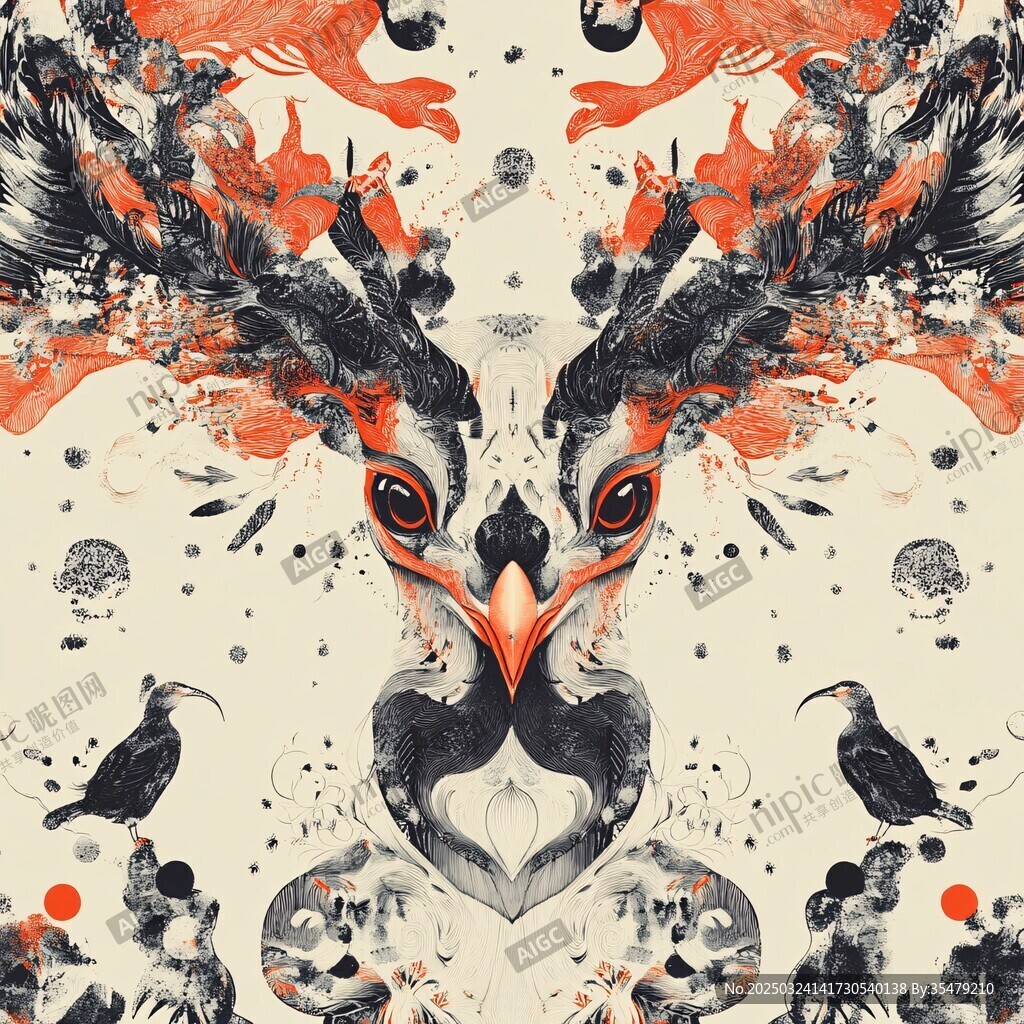 奇幻飞鸟抽象艺术插画