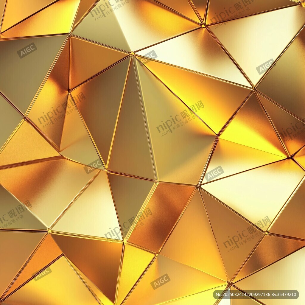 金色多边形立体几何背景