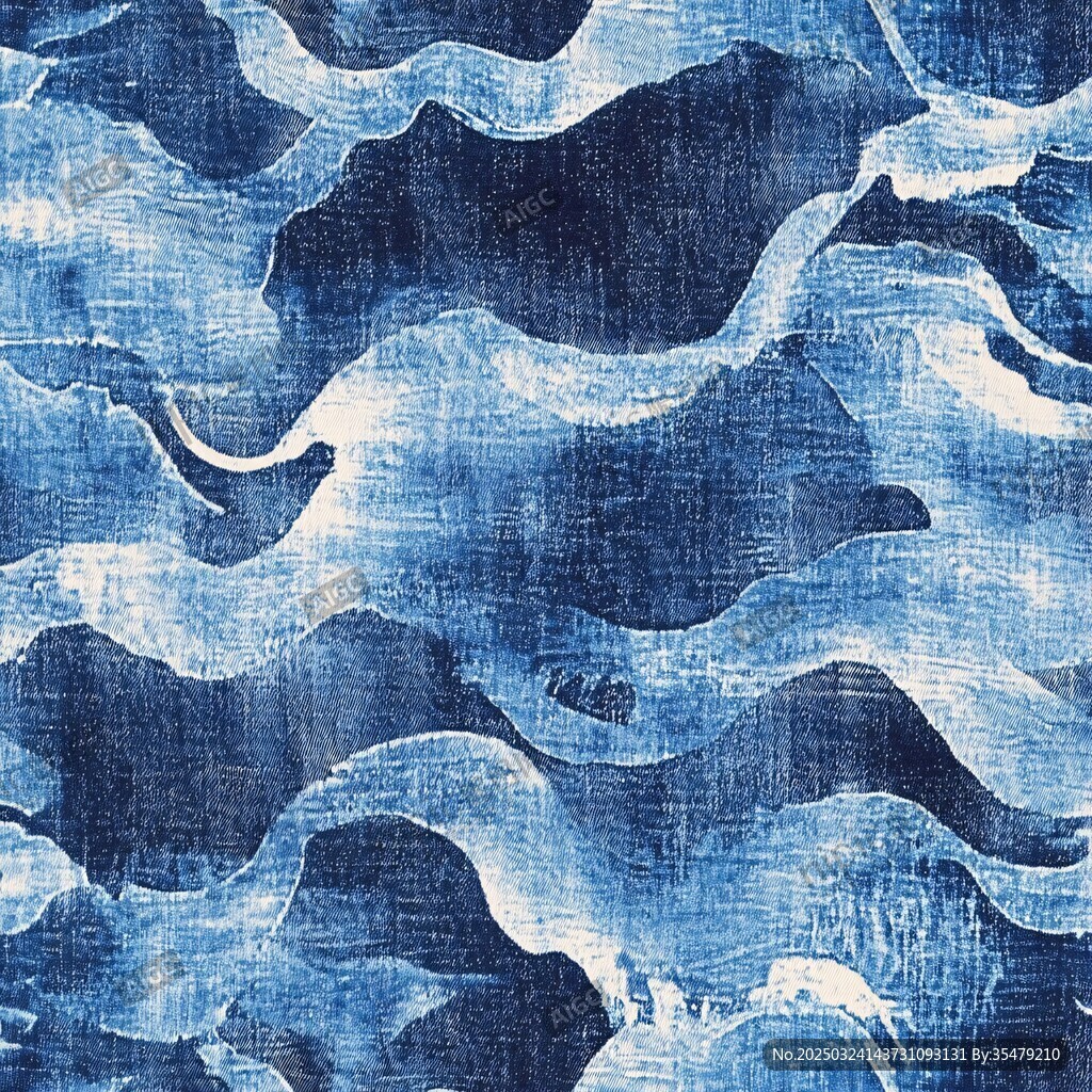 蓝调波浪纹理图案