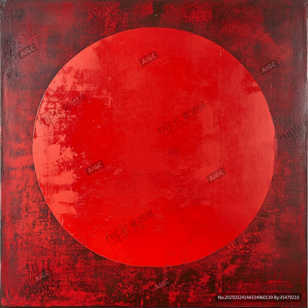 红色圆形抽象艺术画作