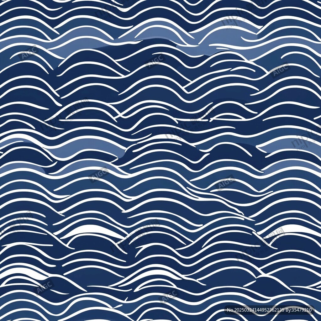 蓝白海浪无缝图案纹理