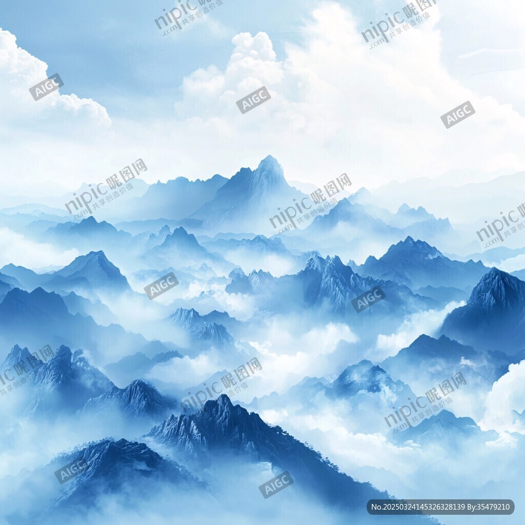 云海中的壮丽山峦美景