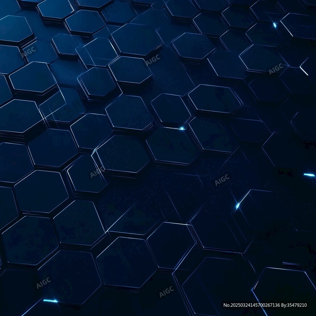 科技感六边形深蓝色背景图