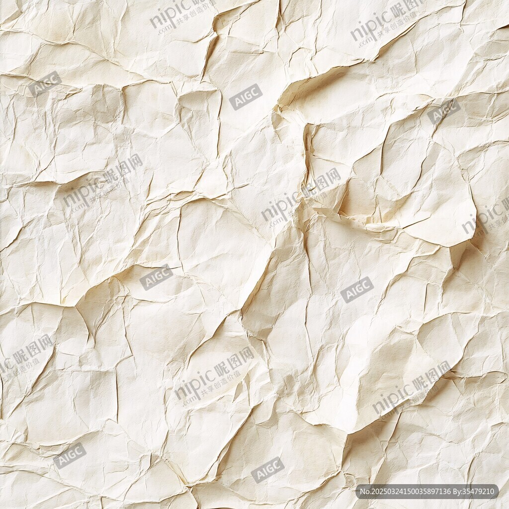 皱巴巴的米白色纸张纹理