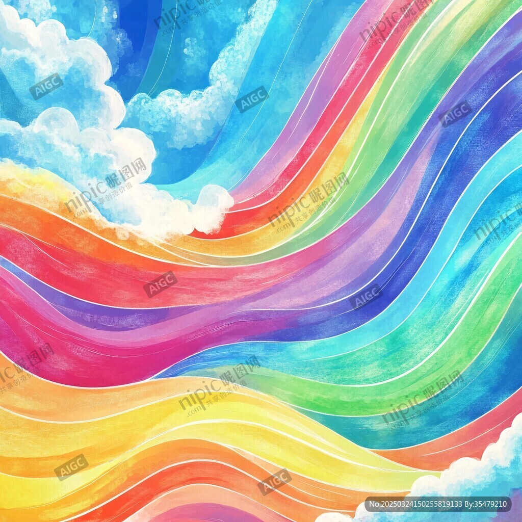 梦幻彩虹云海绚丽风景
