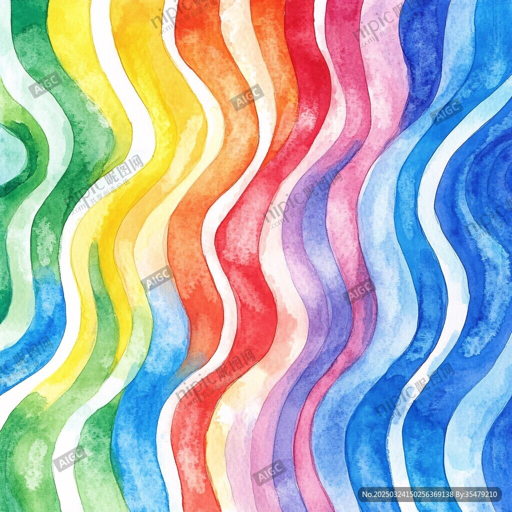 彩色波浪水彩纹理图案