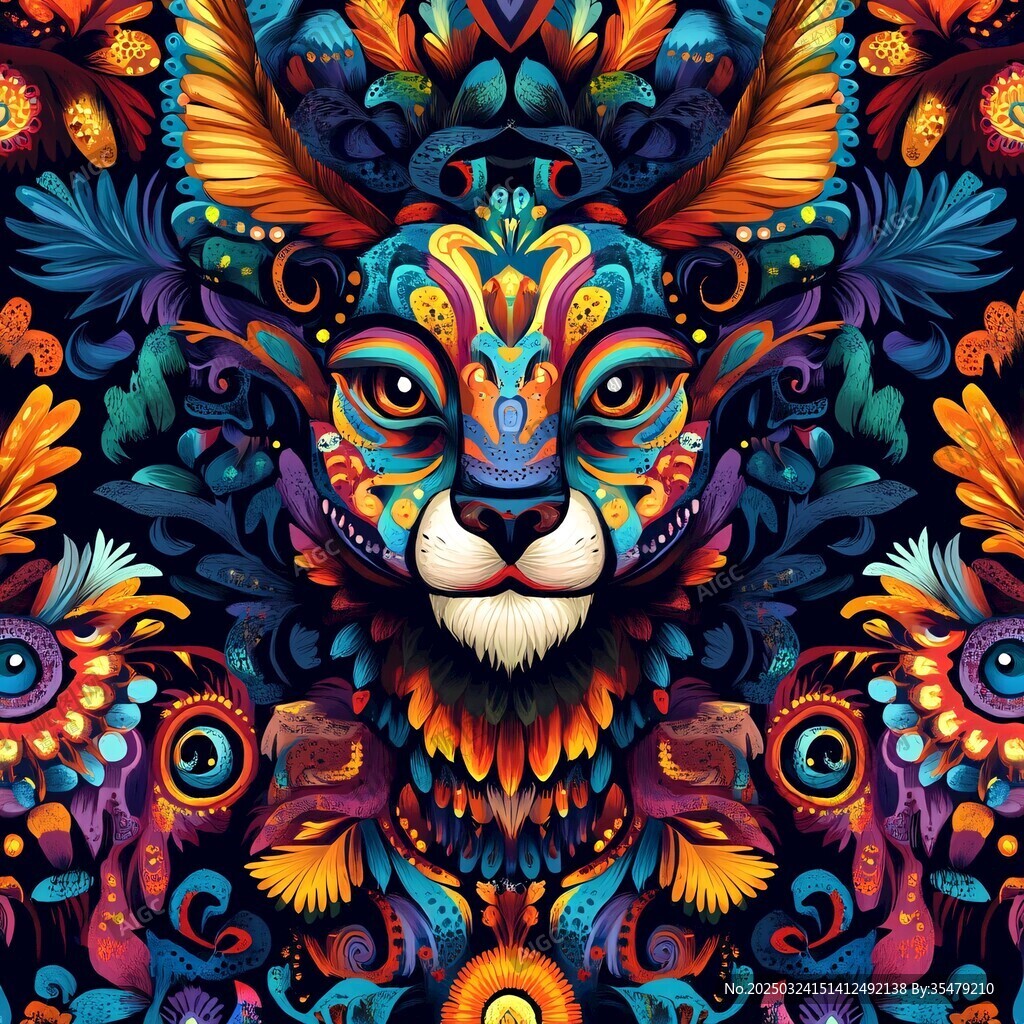 多彩奇幻动物图腾装饰画