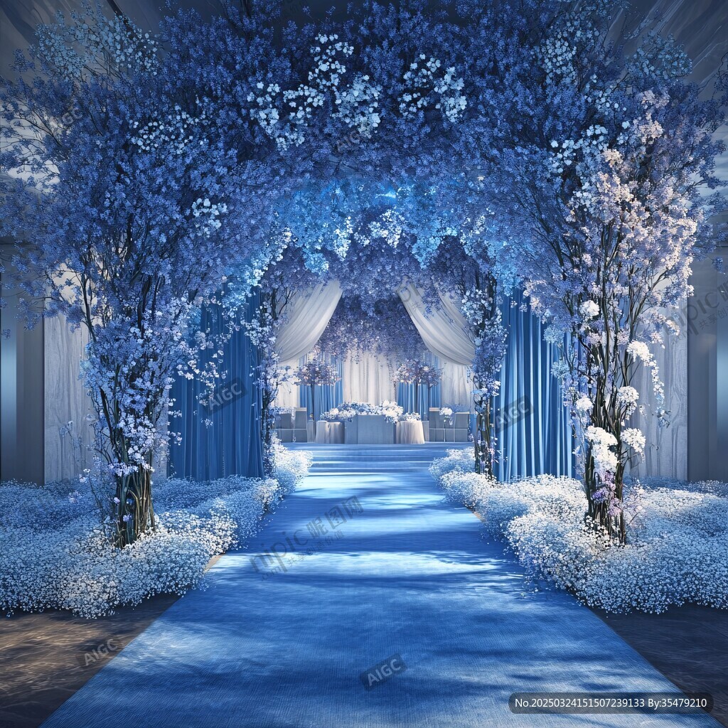 梦幻蓝色系浪漫婚礼场景