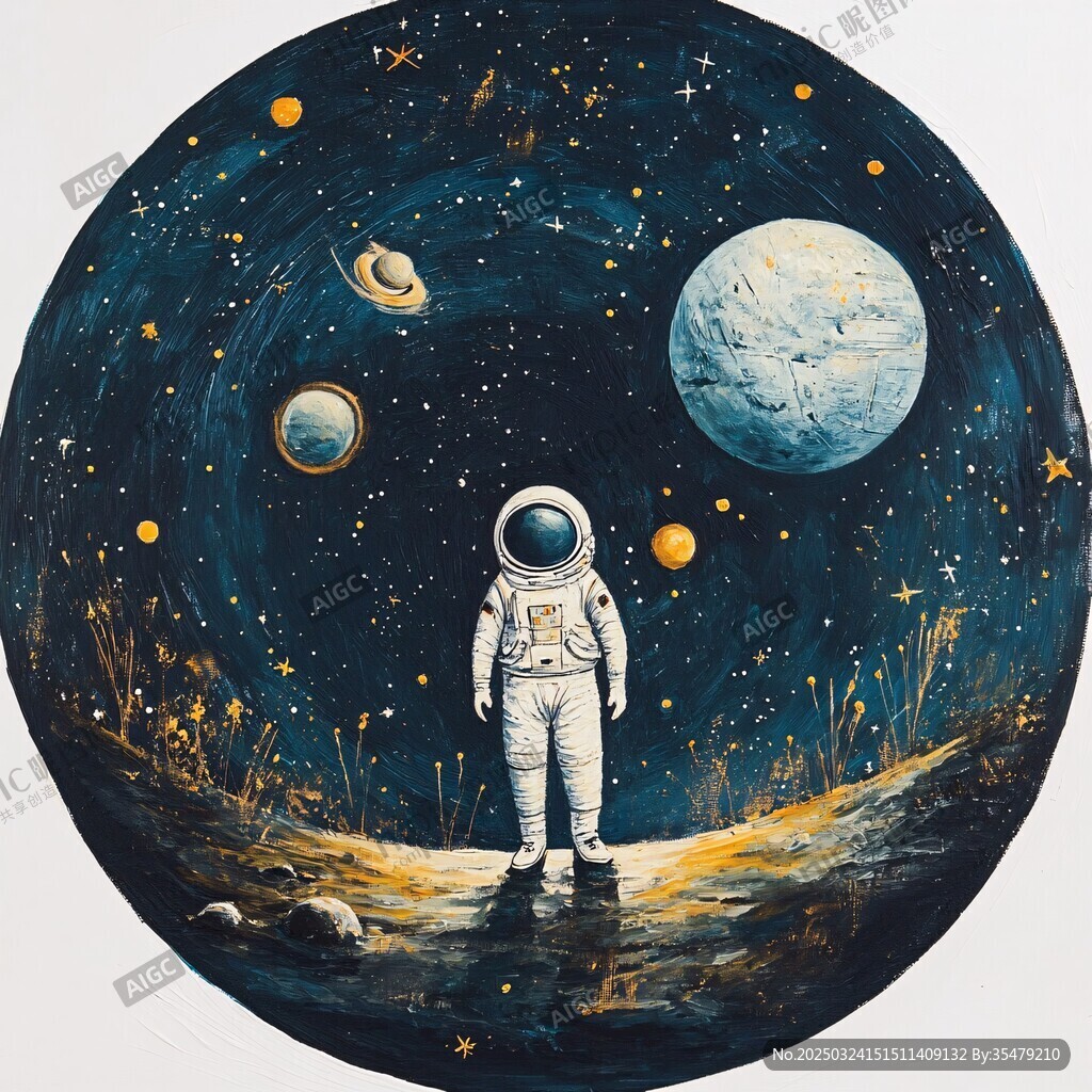 宇航员漫步于浩瀚星空
