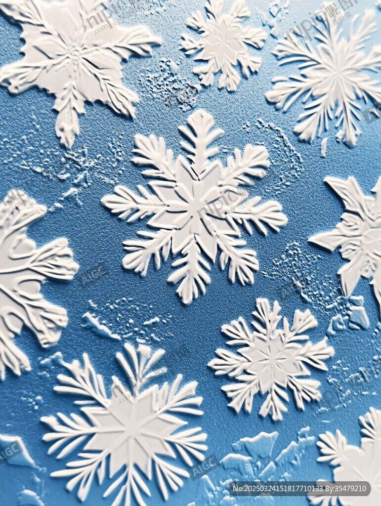 蓝色背景上的精致雪花图案