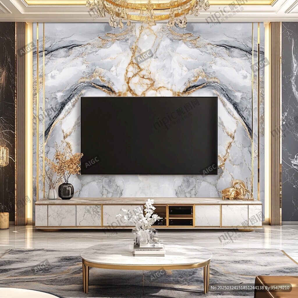 奢华大理石电视背景墙设计