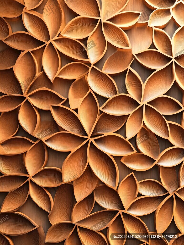 立体花朵木质装饰图案