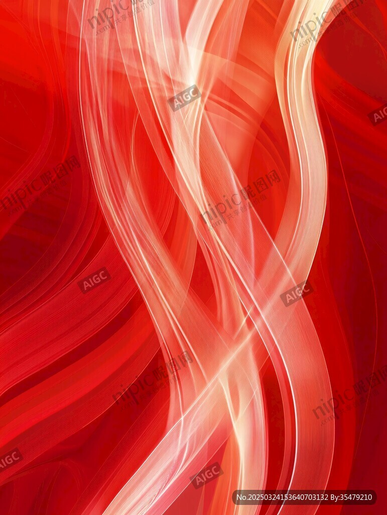 红色炫彩流动线条背景图