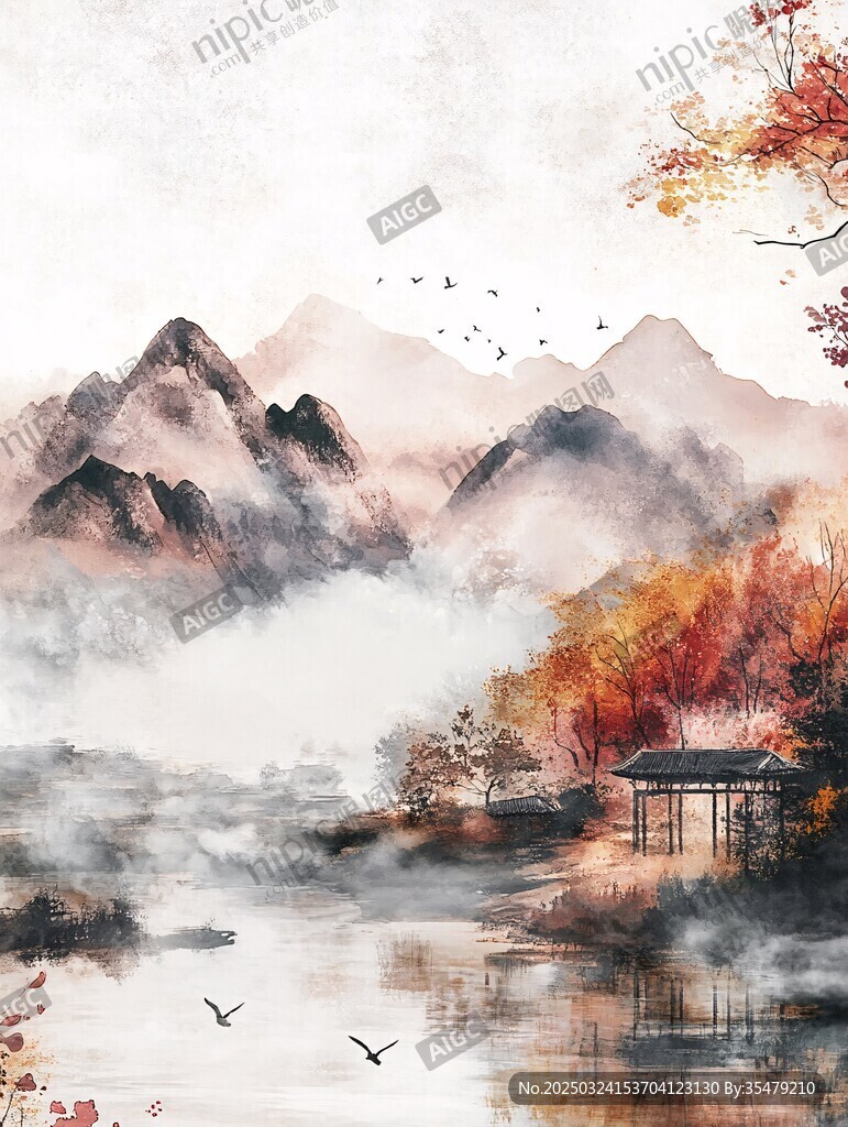 秋韵山水间的静谧小筑