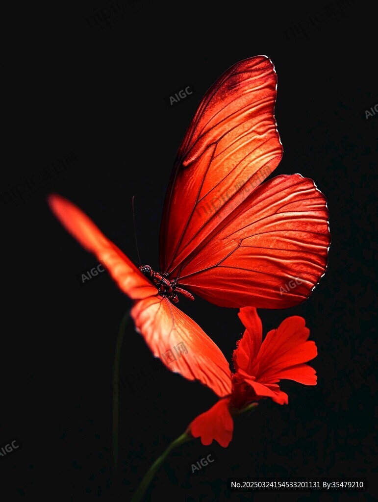 红蝶停花 绝美光影瞬间