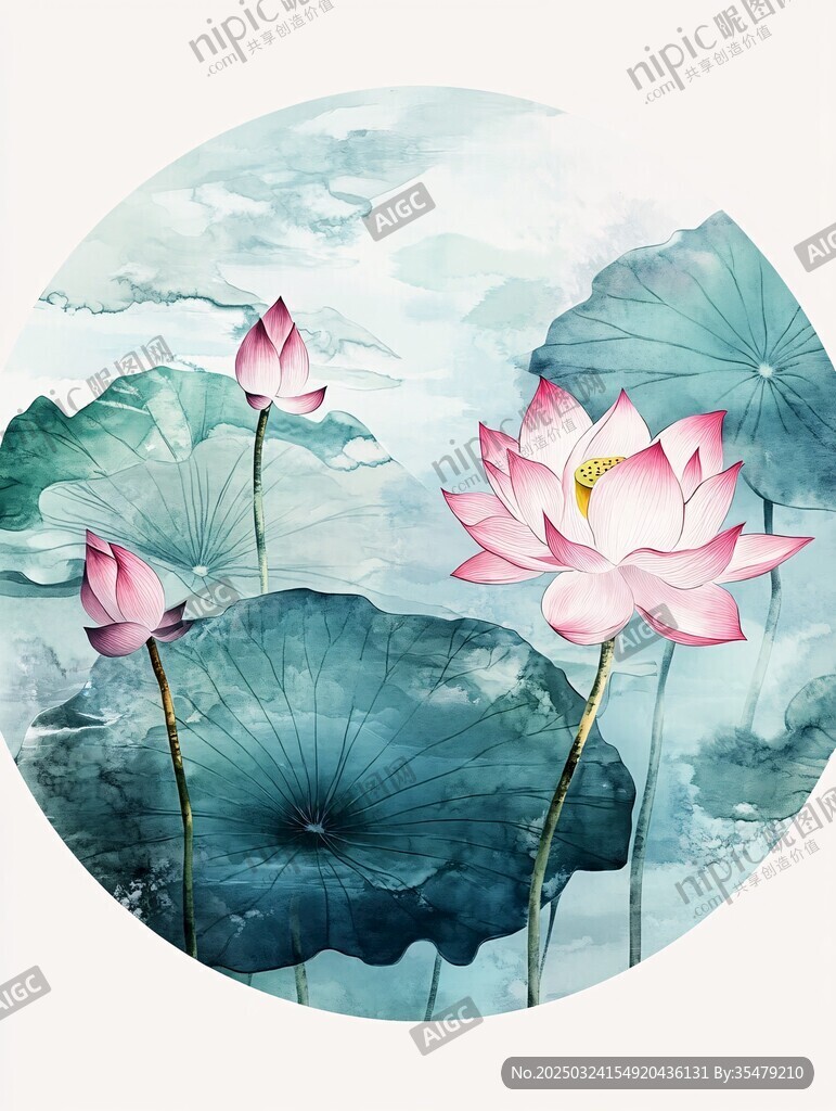 水墨荷花图