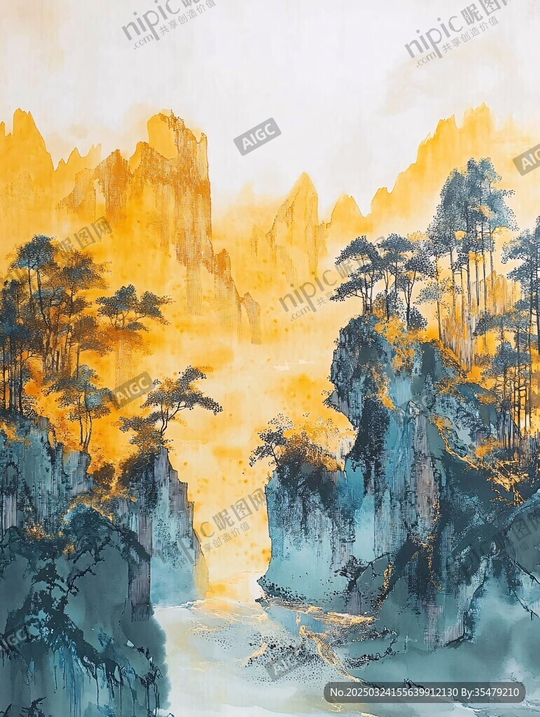 水墨山水间的诗意景致