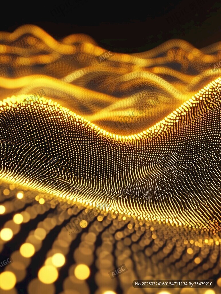 金色粒子波浪动感背景