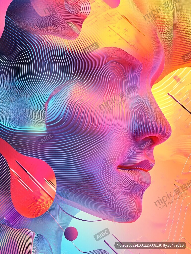 梦幻色彩人脸抽象艺术图
