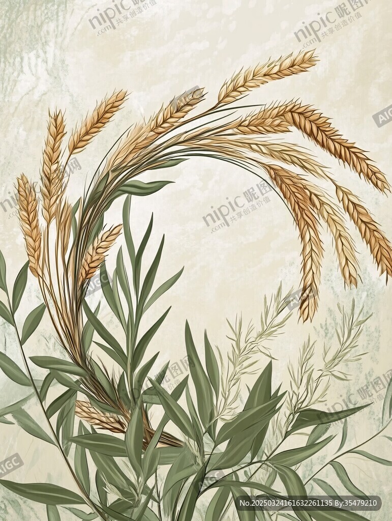 麦穗绿植插画 自然清新风