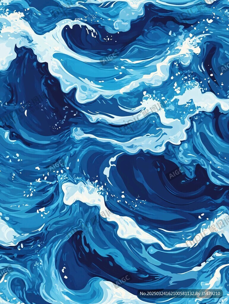 蓝色海浪无缝图案背景