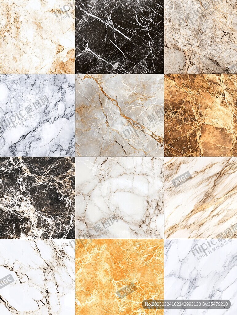 多样大理石纹理瓷砖展示
