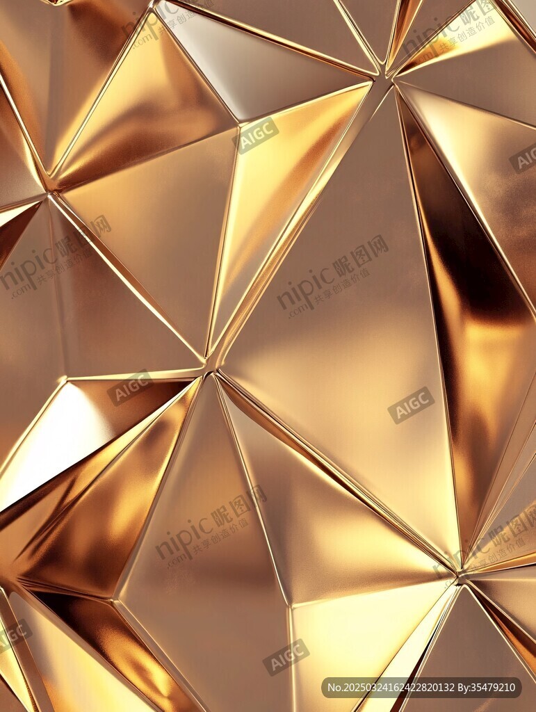 金色几何立体金属质感背景