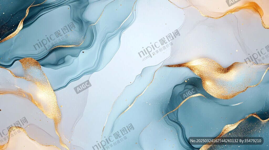 梦幻蓝金流体艺术纹理