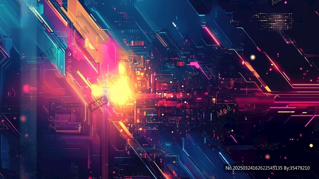 未来感霓虹科技城市景观