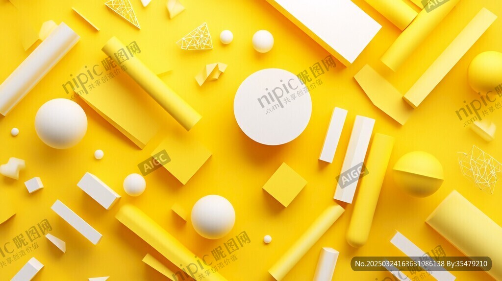 黄色背景几何形状创意组合