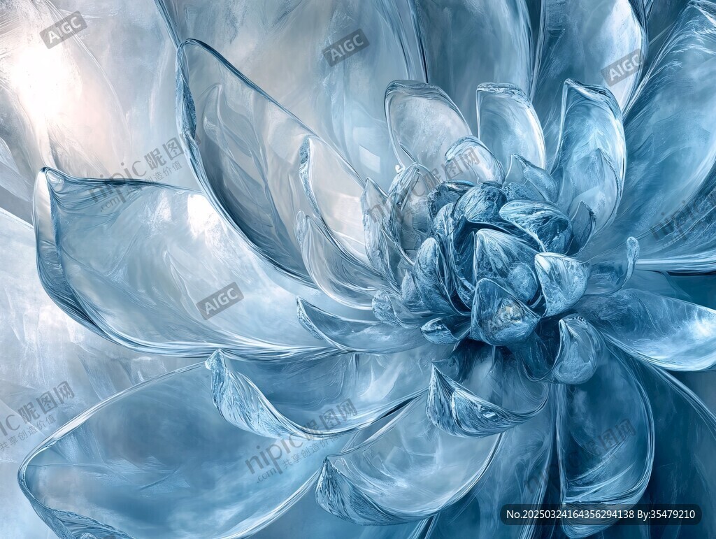 梦幻冰蓝透明花朵