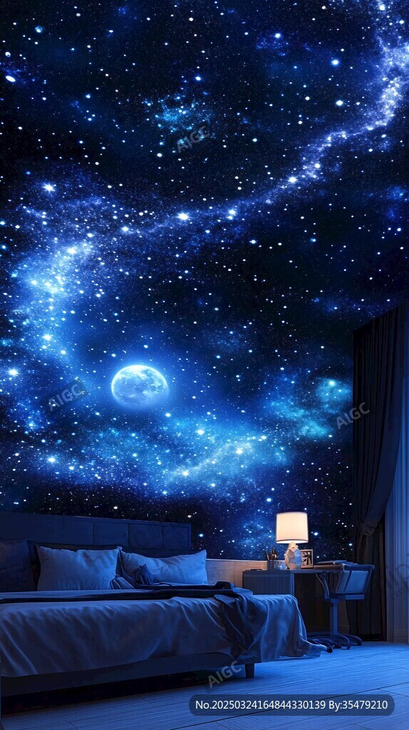 梦幻星空卧室墙面装饰