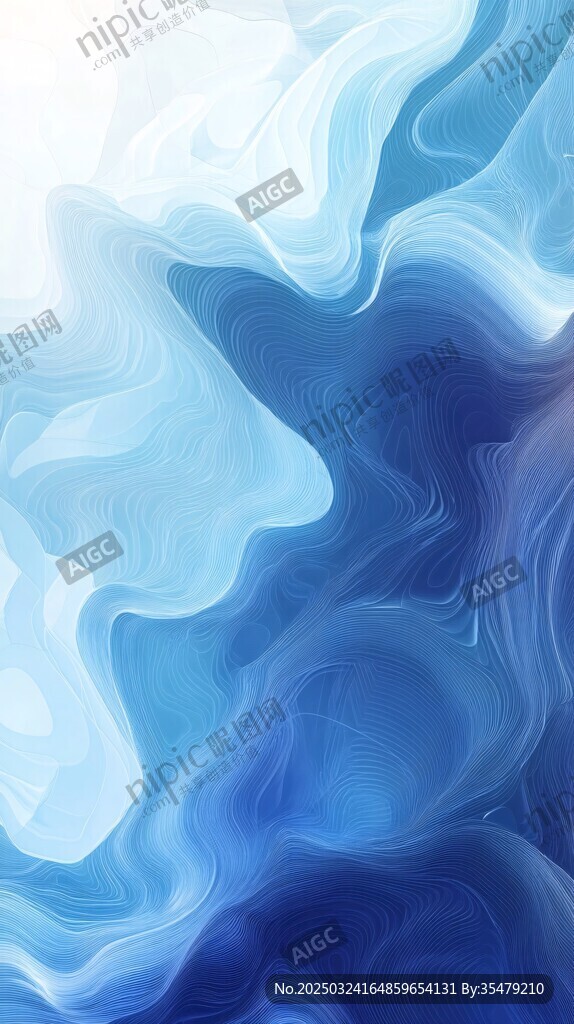 梦幻蓝调流体抽象艺术背景