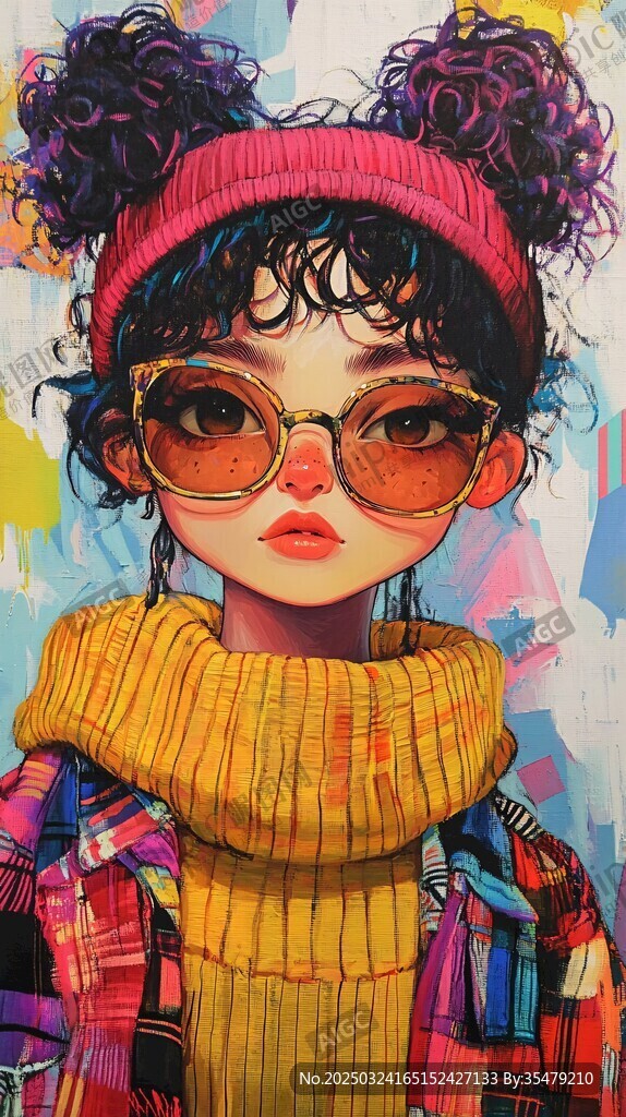 时尚潮酷女孩插画形象