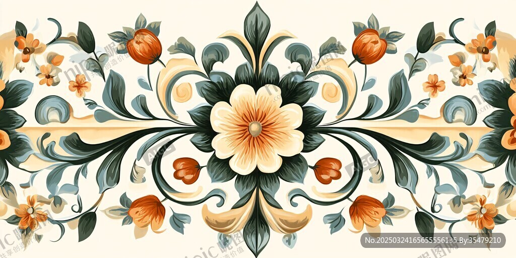 复古花卉装饰图案设计