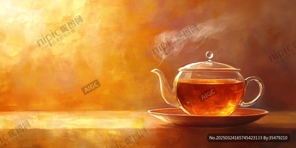 暖光下的温馨茶壶