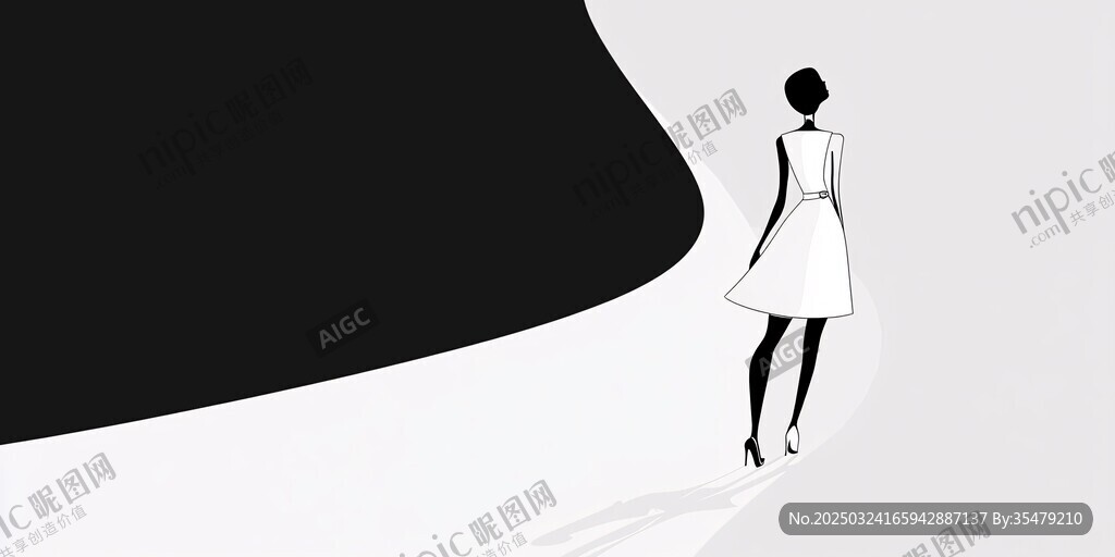 时尚女郎独行黑白世界