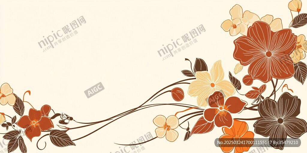 复古风花卉装饰背景图