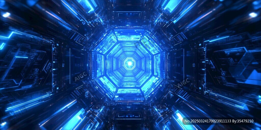 未来科技感的蓝色科幻通道