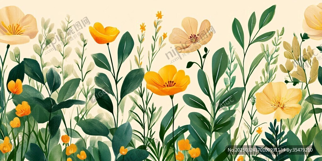 春日烂漫花卉插画