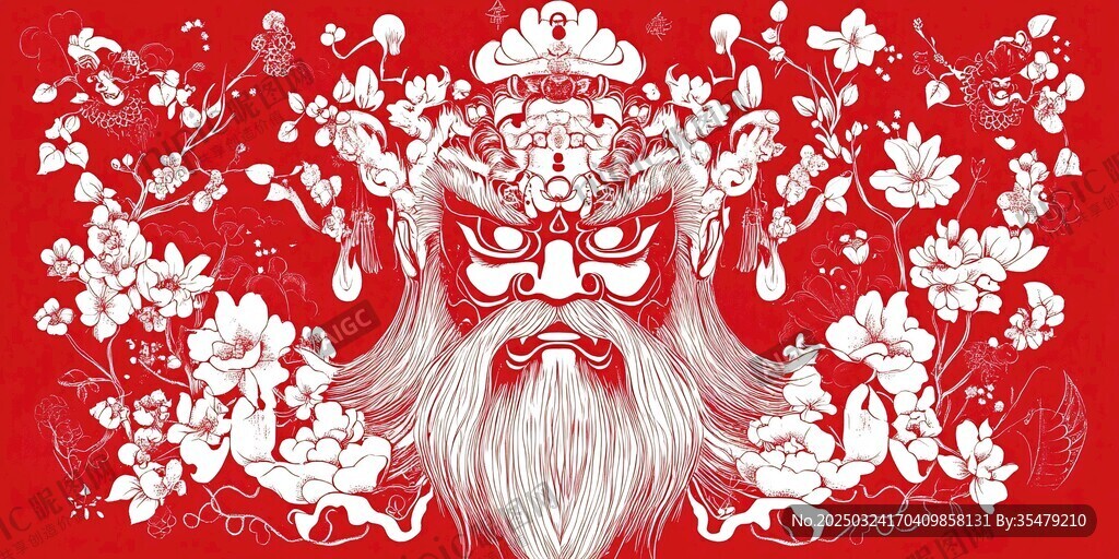 京剧脸谱花卉装饰图案