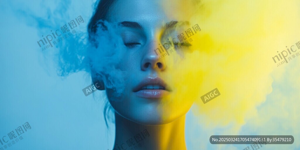 梦幻烟雾中的女性面庞