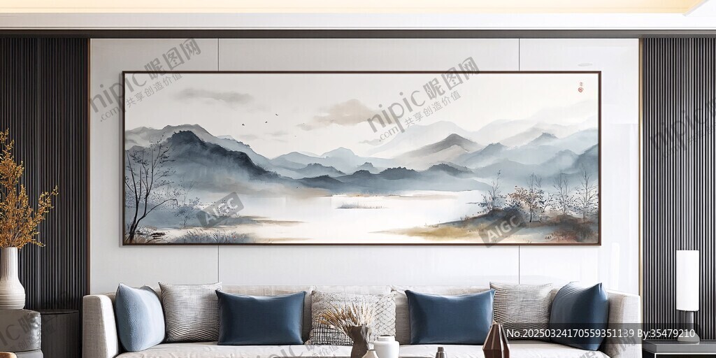 中式客厅的山水装饰画