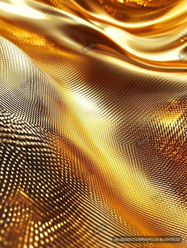 金色流动质感金属纹理背景