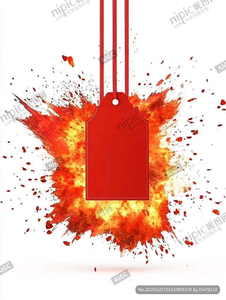 红色爆炸标签创意设计图