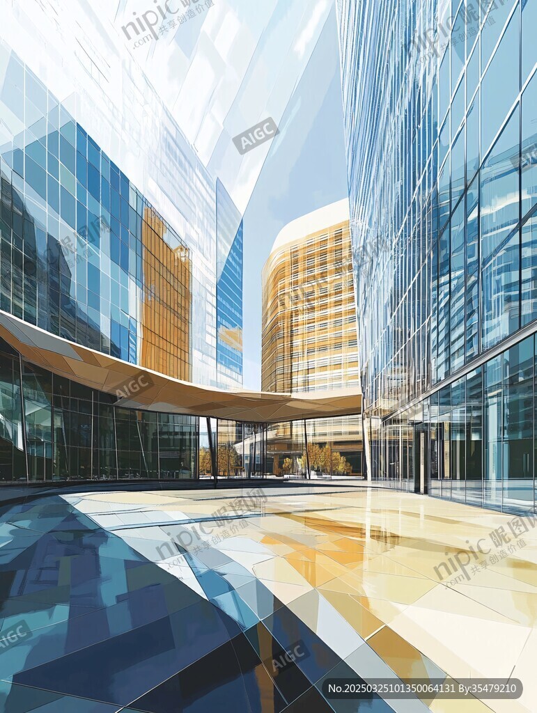 现代都市玻璃建筑景观