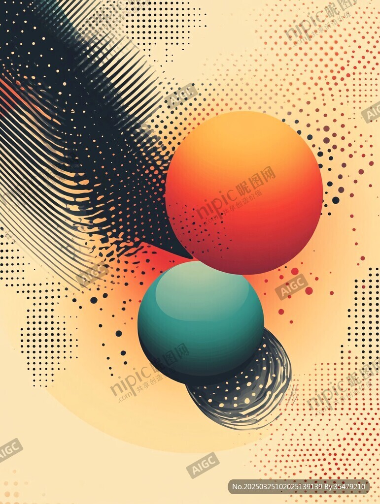 抽象几何色彩球体艺术画面
