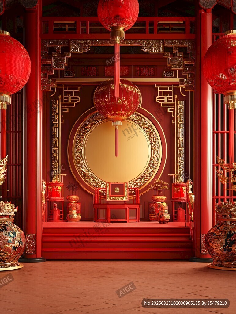 中式喜庆宫殿场景布置