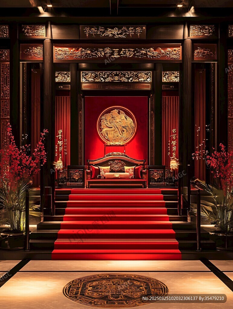 中式豪华宫殿风室内场景