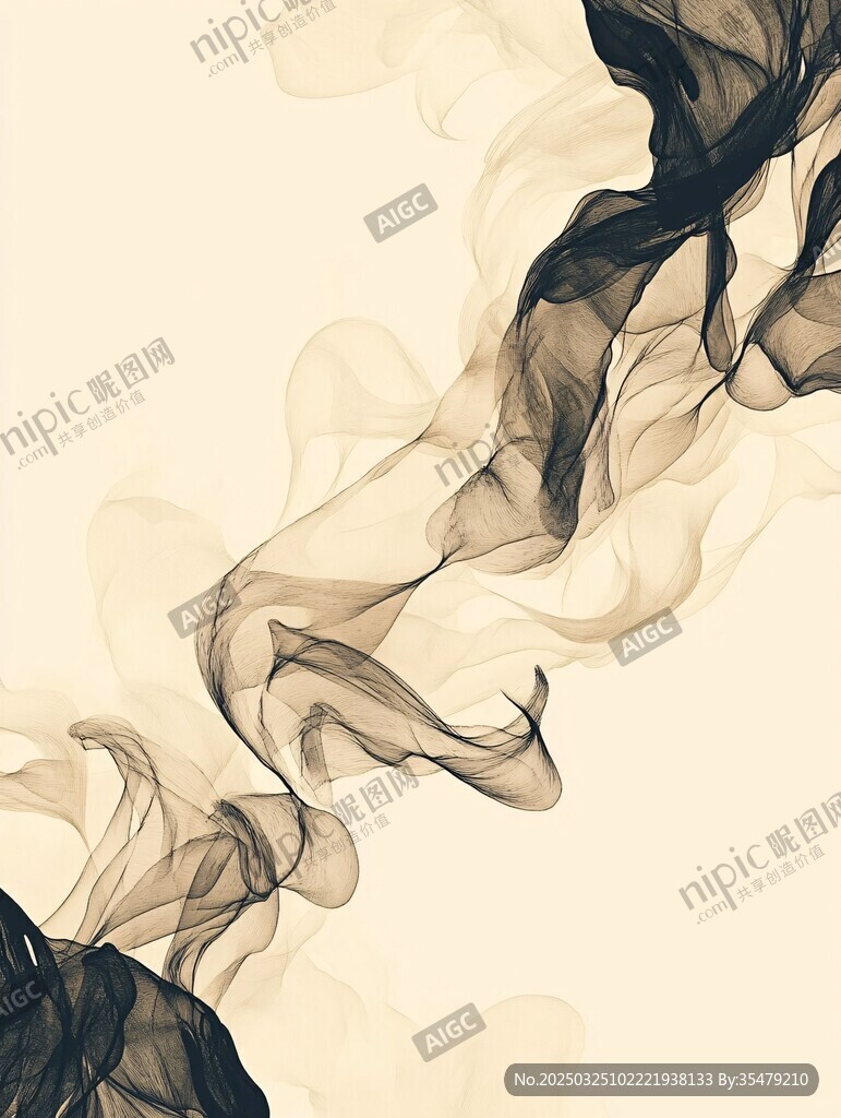 水墨烟云抽象艺术画面